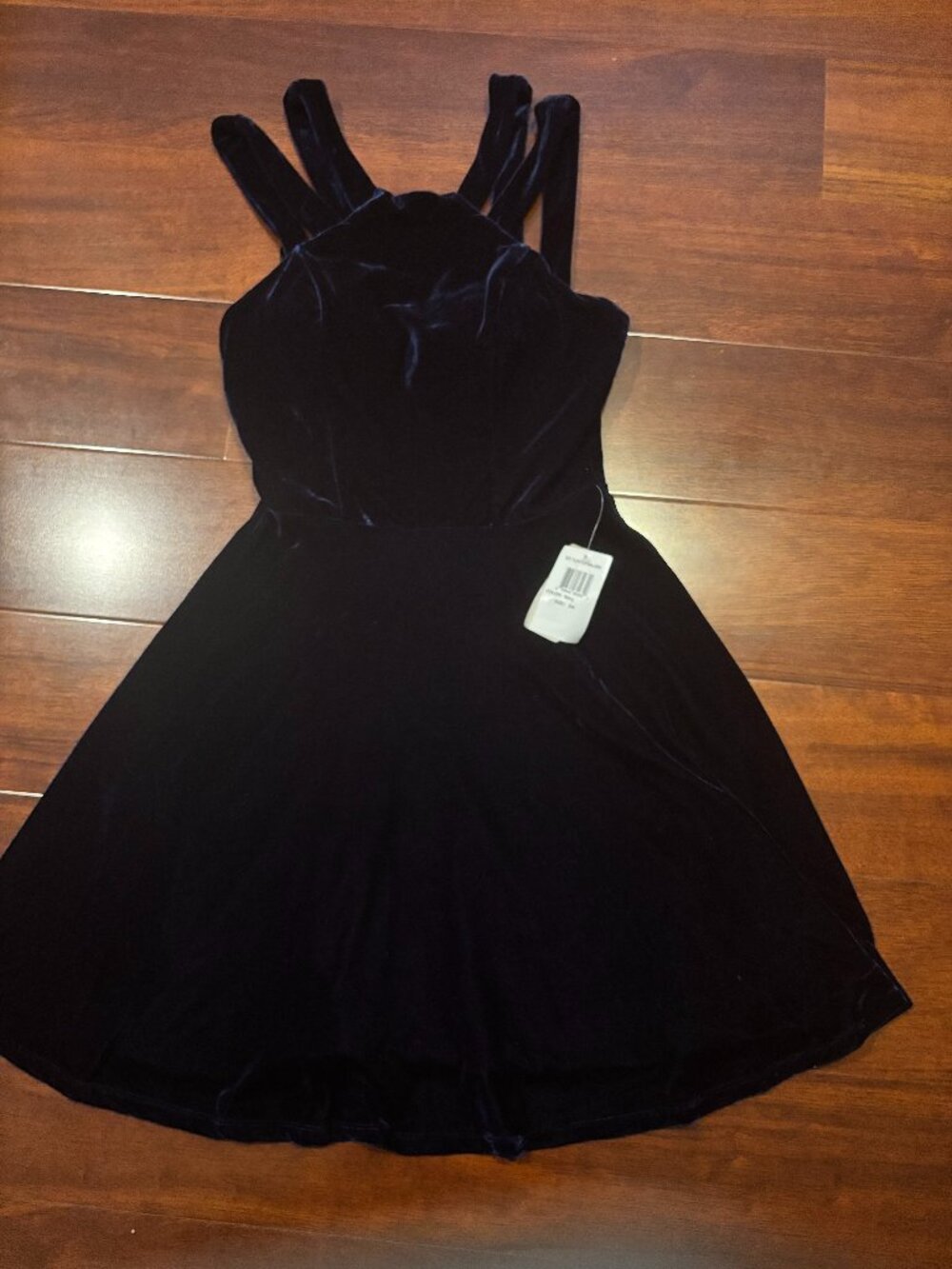 B Darlin Navy Blue Velvet Fit & Flare Skater Dress NWT